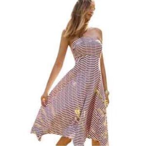 Maeve Anthropology Caleta Handkerchief Red White Stripe Sleeveless Maxi Dress XS